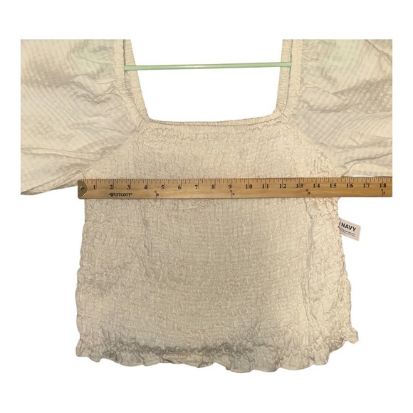 Old Navy Cream Smocked Puff Sleeve Top, Large - Picture 7 of 9